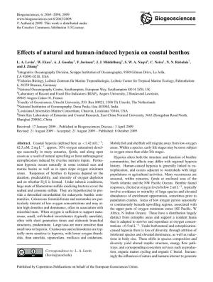 Effects of Natural and Human-Induced Hypoxia on Coastal Benthos