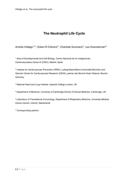 The Neutrophil Life Cycle