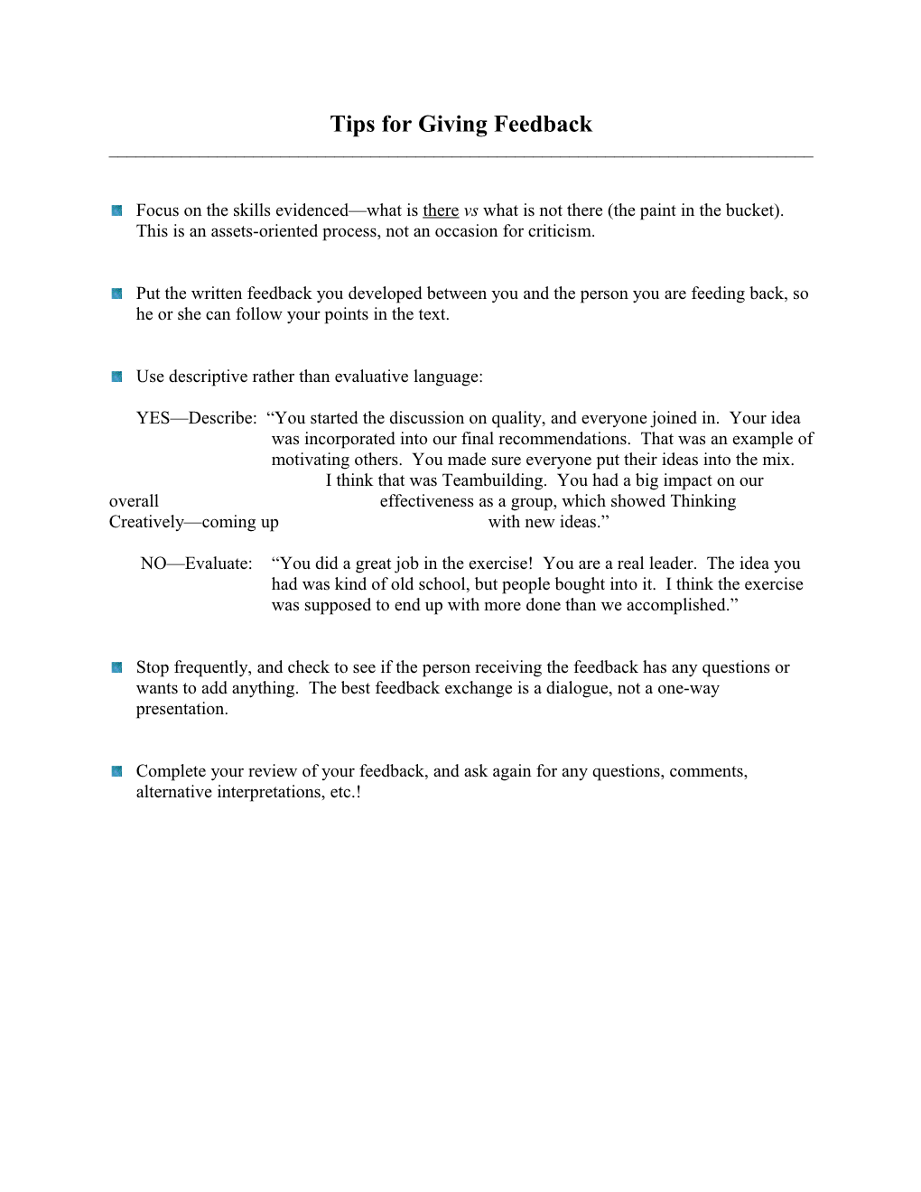 Assessment Center Exercise Outline