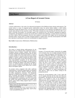 A Case Report of Arcuate Uterus Case Report