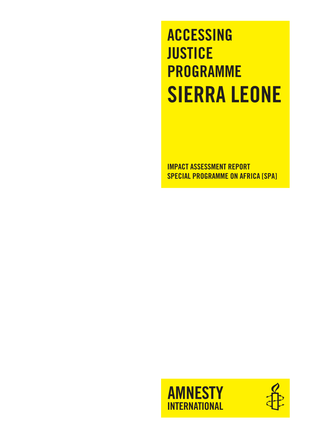 Impact Assessment Report Sierra Leone Programme 2011