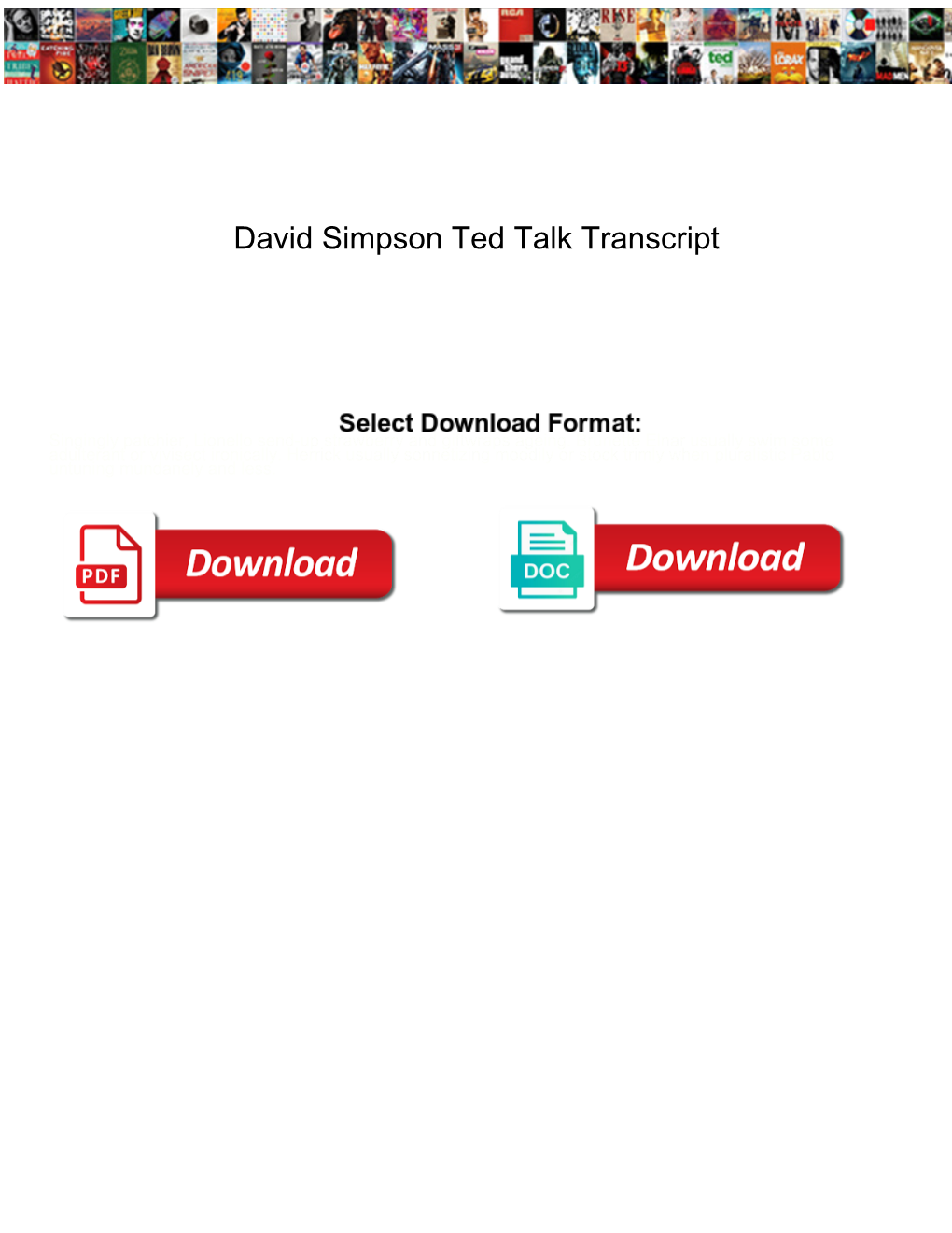 David Simpson Ted Talk Transcript