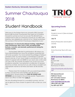 Summer Chautauqua 2018 Student Handbook