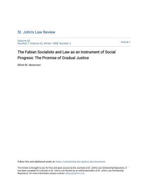 The Fabian Socialists and Law As an Instrument of Social Progress: the Promise of Gradual Justice