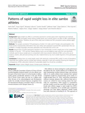 Patterns of Rapid Weight Loss in Elite Sambo Athletes