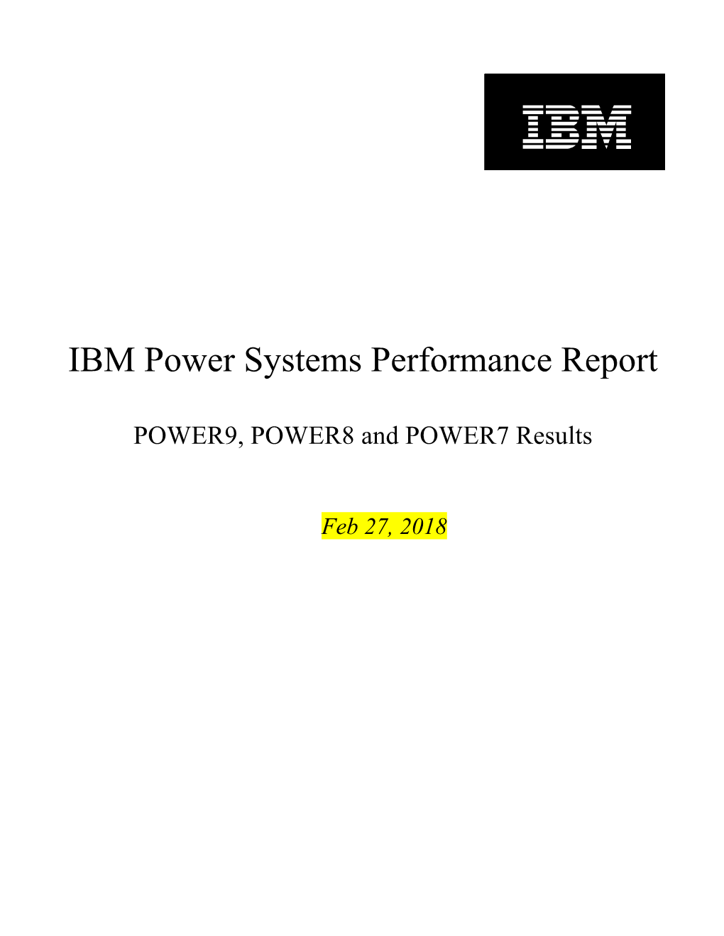 IBM Power Systems Performance Report