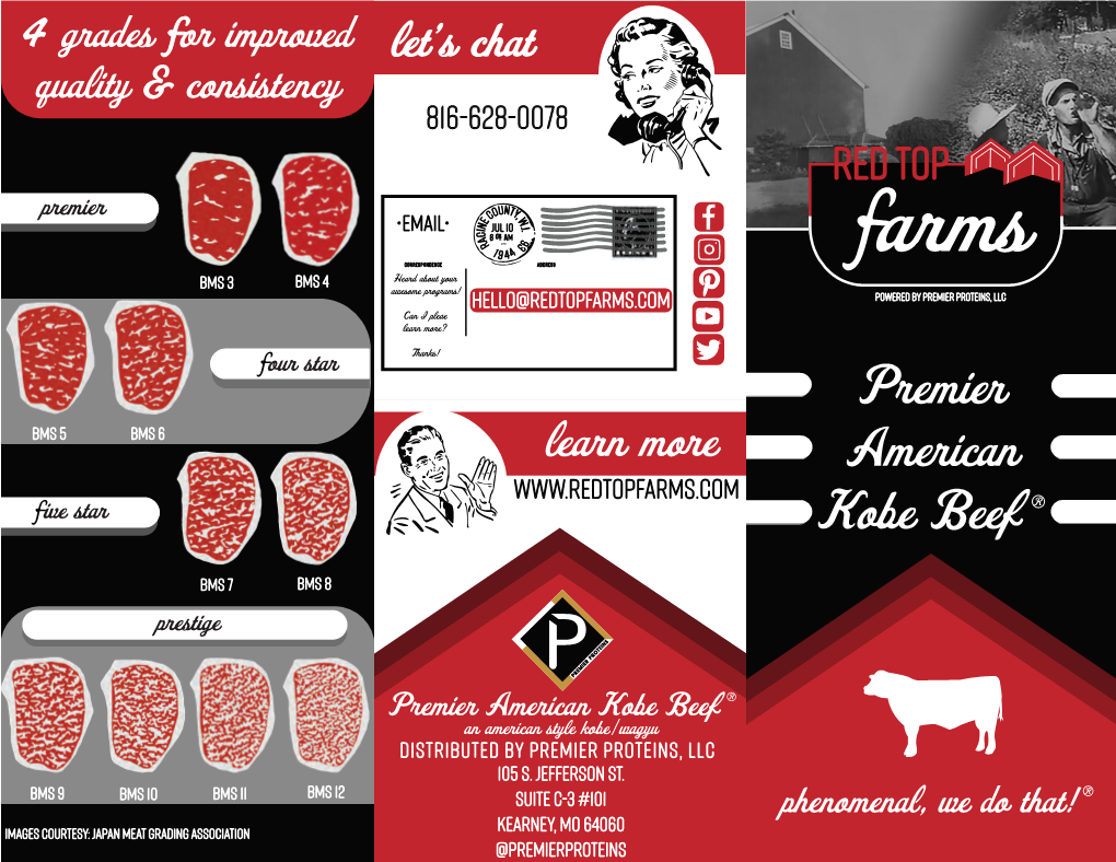 Premier American Kobe Beef an American Style Kobe/Wagyu Distributed by Premier Proteins, LLC 105 S