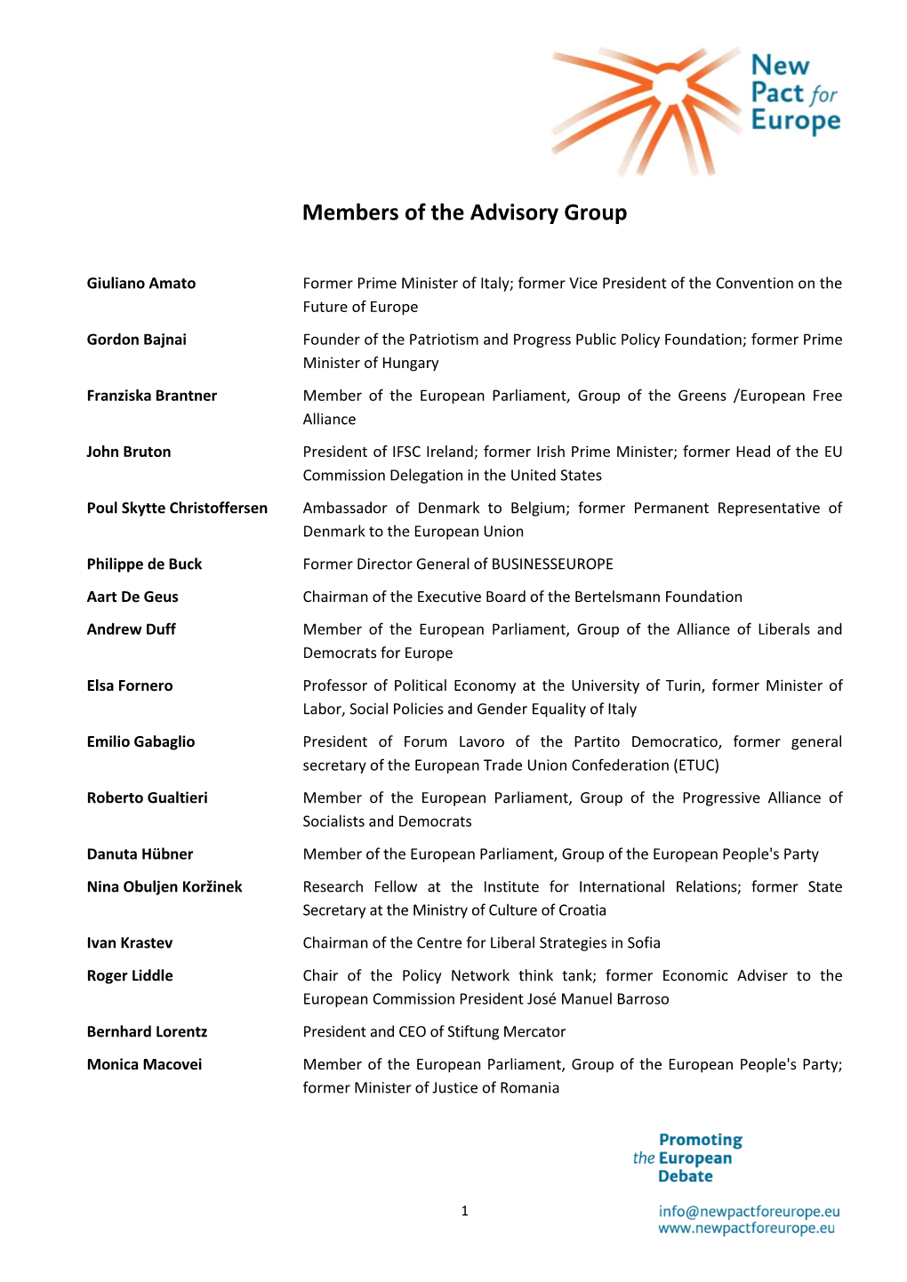 Members of the Advisory Group