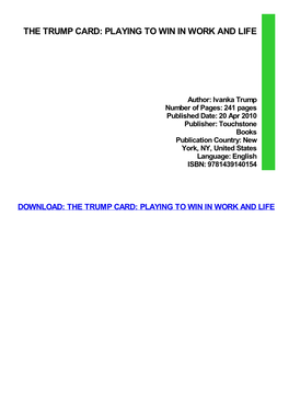 {FREE} the Trump Card: Playing to Win in Work and Life Ebook, Epub