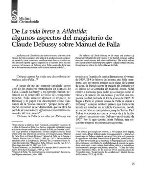 Algunos Aspectos Del Magisterio De Claude Debussy Sobre Manuel De Falla