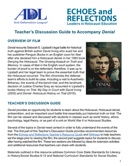 Teacher's Discussion Guide to Accompany Denial