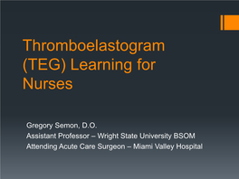 Thromboelastogram (TEG) Learning for Nurses