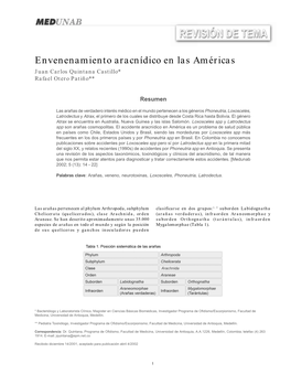 Envenenamiento Aracnídico En Las Américas Quintana / Otero