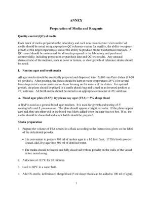Annex: Preparation of Media and Reagents