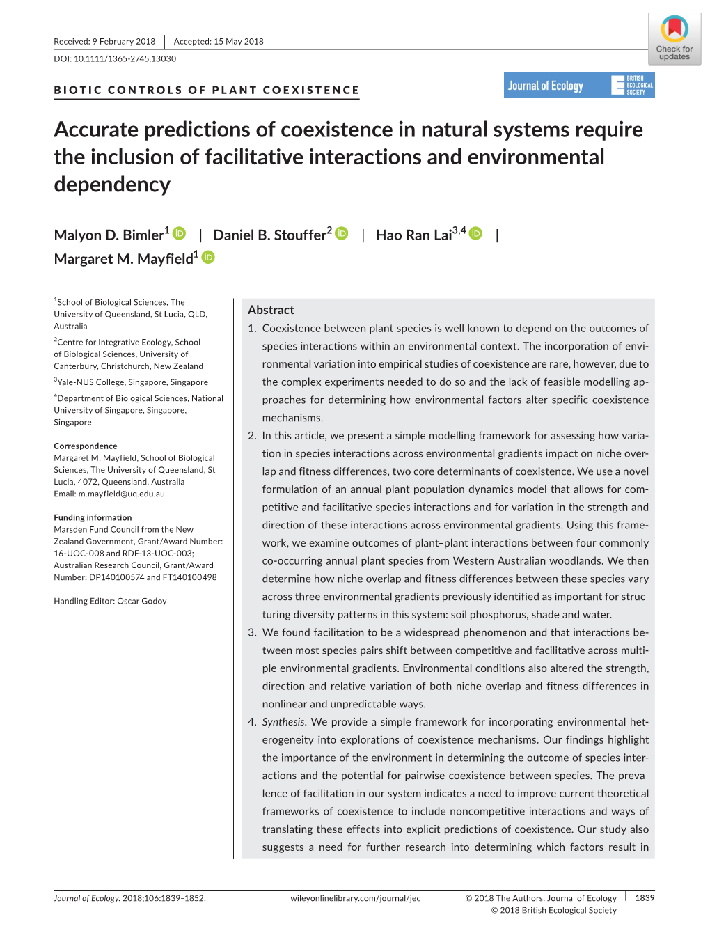 Accurate Predictions of Coexistence in Natural Systems Require the Inclusion of Facilitative Interactions and Environmental Dependency