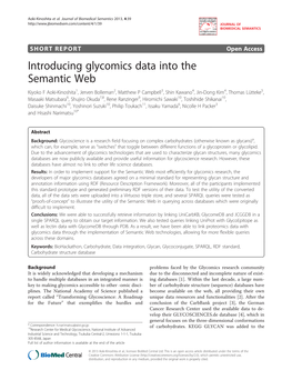 Introducing Glycomics Data Into the Semantic