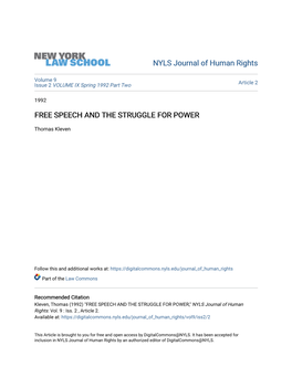 Free Speech and the Struggle for Power