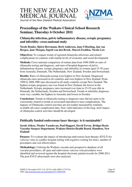 Proceedings of the Waikato Clinical School Research Seminar