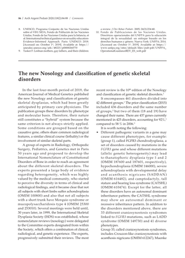 The New Nosology and Classification of Genetic Skeletal Disorders