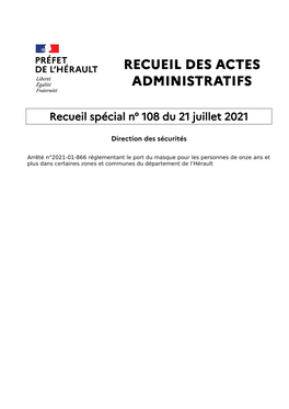 Recueil Des Actes Administratifs