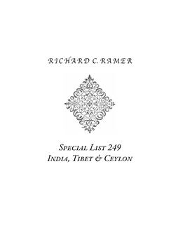 Special List 249 India, Tibet & Ceylon
