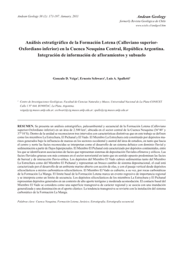 Análisis Estratigráfico De La Formación Lotena (Calloviano Superior- Oxfordiano Inferior) En La Cuenca Neuquina Central, República Argentina