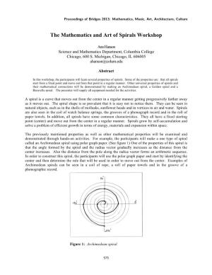 The Mathematics and Art of Spirals Workshop