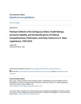 Partisan Gridlock in the Contiguous States: Credit Ratings, Economic