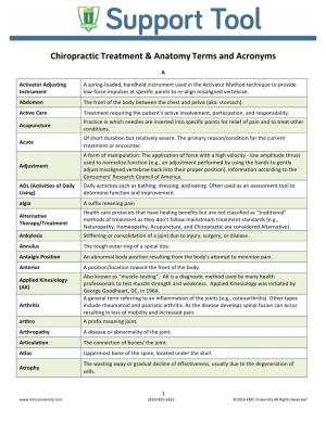 Chiropractic Treatment & Anatomy Terms and Acronyms