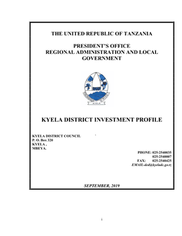 Kyela District Investment Profile