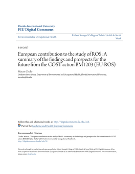 European Contribution to the Study of ROS: a Summary of the Findings and Prospects for the Future from the COST Action BM1203