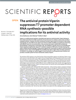 The Antiviral Protein Viperin Suppresses T7 Promoter Dependent
