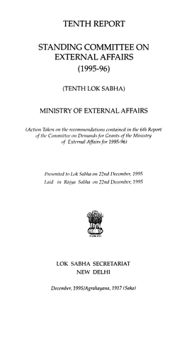 Tenth Report Standing Committee on External