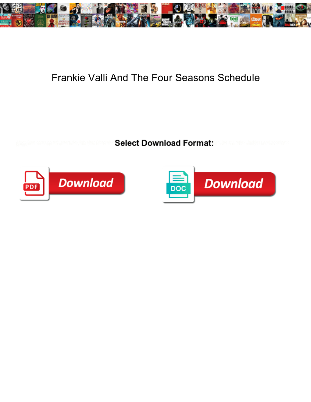 Frankie Valli and the Four Seasons Schedule Gentoo