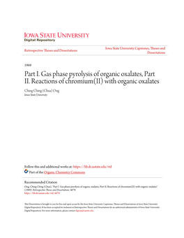 With Organic Oxalates Ching Ching (Chua) Ong Iowa State University