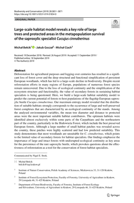 Large-Scale Habitat Model Reveals a Key Role of Large Trees and Protected Areas in the Metapopulation Survival of the Saproxylic