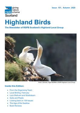 Highland Birds the Newsletter of RSPB Scotland’S Highland Local Group