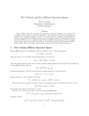 The Column and Row Hilbert Operator Spaces