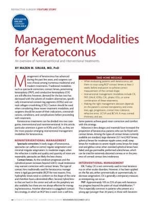 Management Modalities for Keratoconus an Overview of Noninterventional and Interventional Treatments
