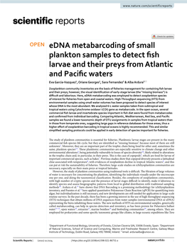 Edna Metabarcoding of Small Plankton Samples to Detect Fish