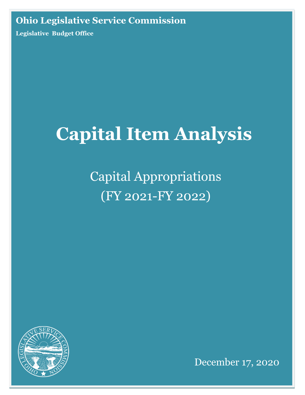 Capital Budget Analysis Table of Contents