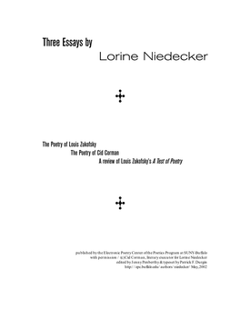 Three Essays by Lorine Niedecker