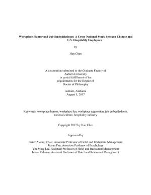 Workplace Humor and Job Embeddedness: a Cross-National Study Between Chinese and U.S