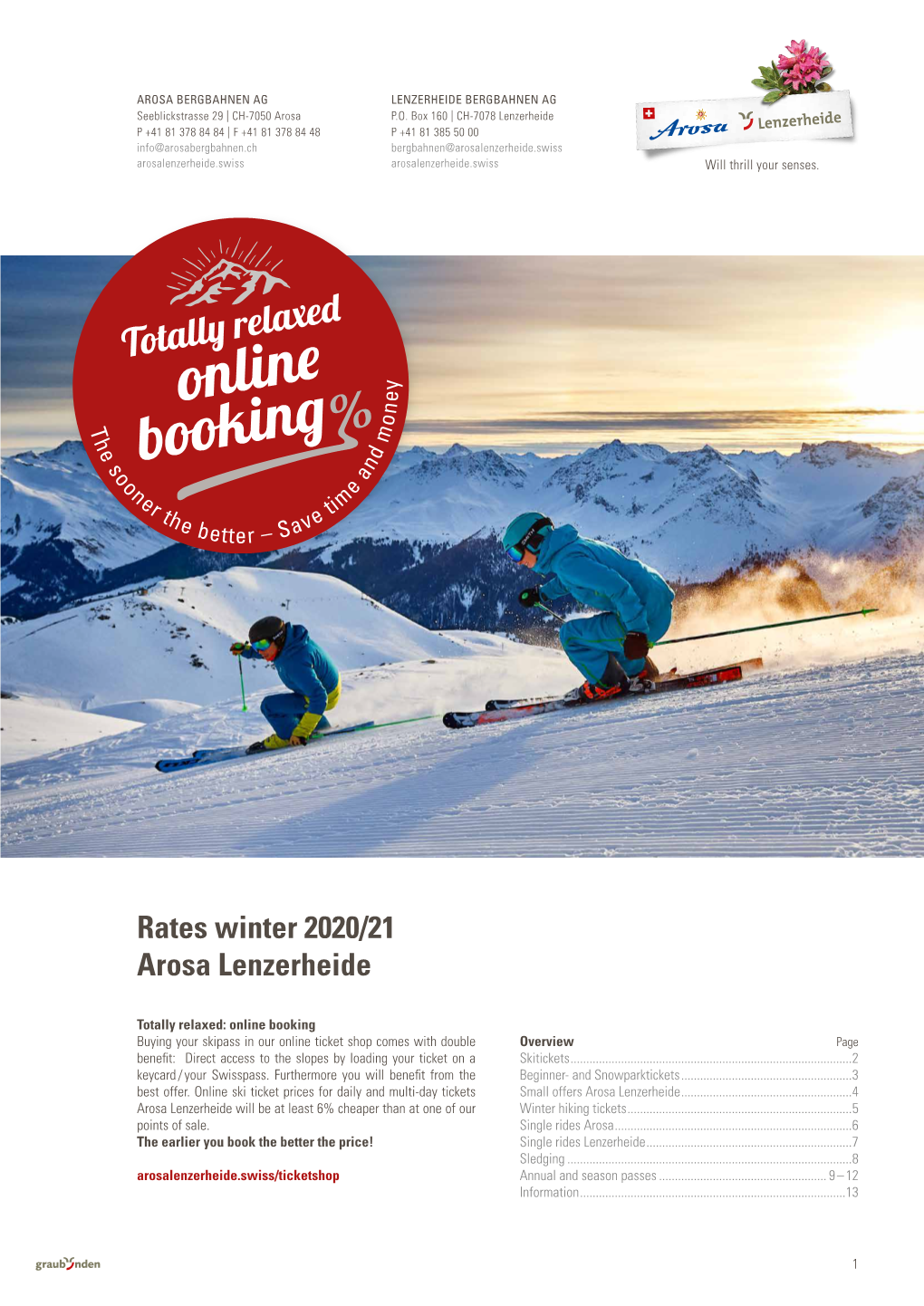 Rates Winter 2020/21 Arosa Lenzerheide