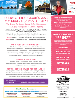 PERRY & the POSSE's 2020 IMMERSIVE JAPAN CRUISE Plus