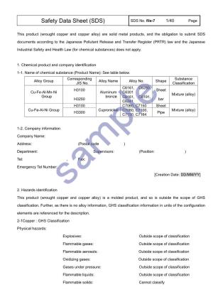 Safety Data Sheet (SDS) SDS No
