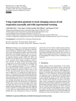 Using Respiration Quotients to Track Changing Sources of Soil Respiration Seasonally and with Experimental Warming