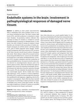 Endothelin Systems in the Brain: Involvement in Pathophysiological Responses of Damaged Nerve Tissues