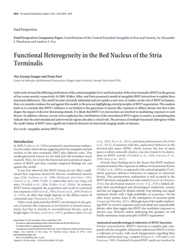 Functional Heterogeneity in the Bed Nucleus of the Stria Terminalis