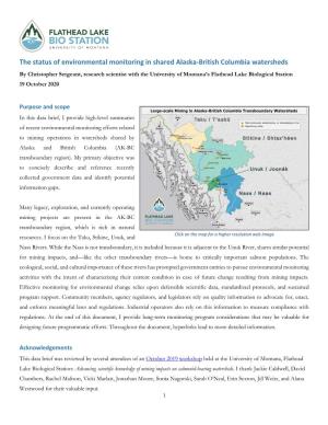 The Status of Environmental Monitoring in Shared Alaska-British Columbia Watersheds